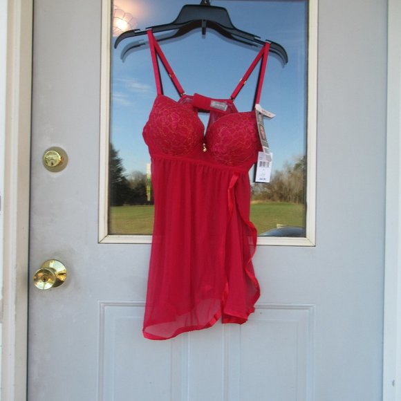 NWT baby doll nighty & panty with lace & metallic details size L - Picture 4 of 15